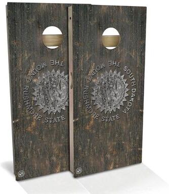 Skip's Garage South Dakota Flag Rustic Outdoor Cornhole Board Set