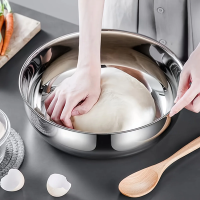 Lush Living Finds Large Stainless Steel Mixing Bowl, Heavy Duty For Kneading Dough, Washing Vegetables, And Preparing Salads silver