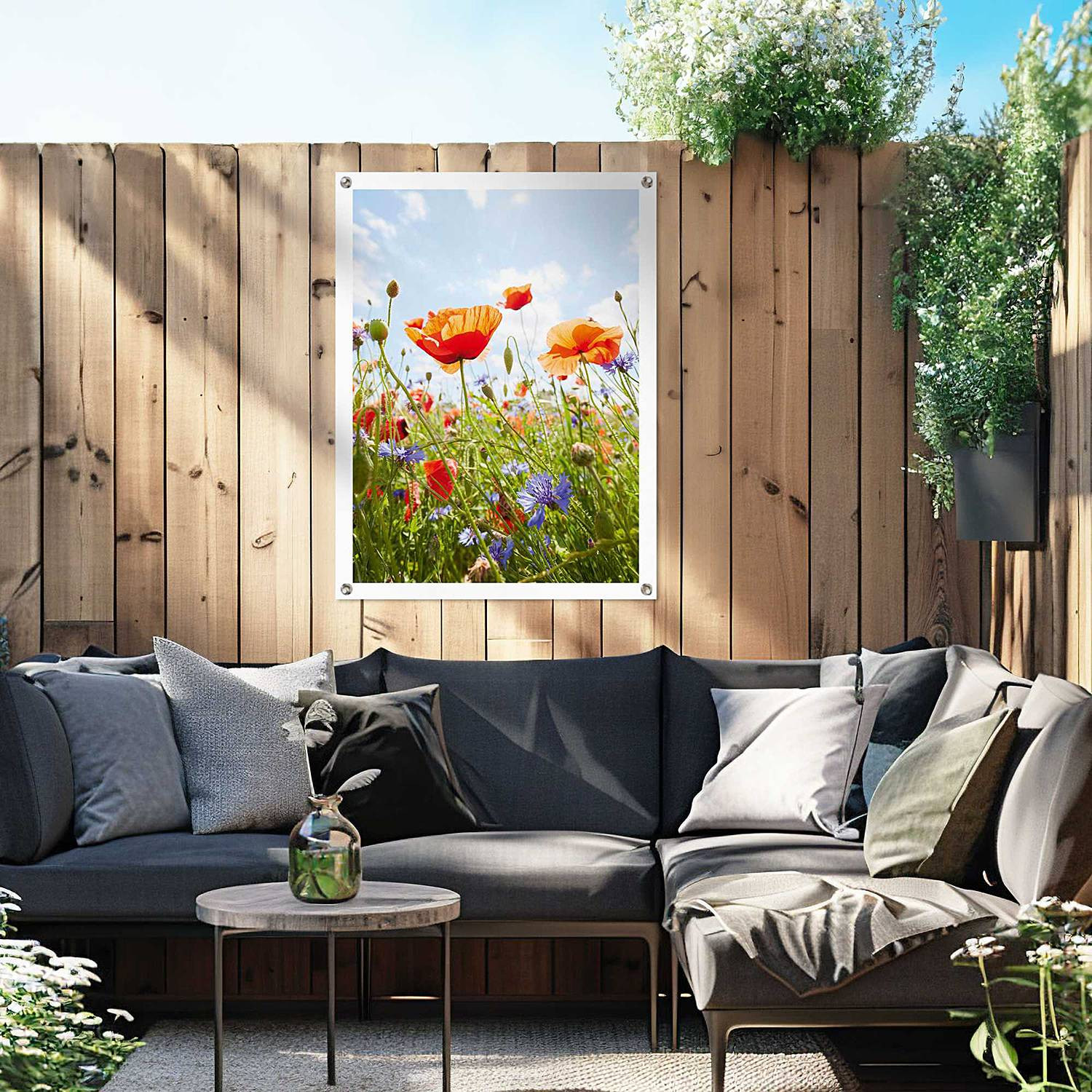 home24 Outdoor-poster Bloemenveld in meerdere kleuren, 60 x 80 cm