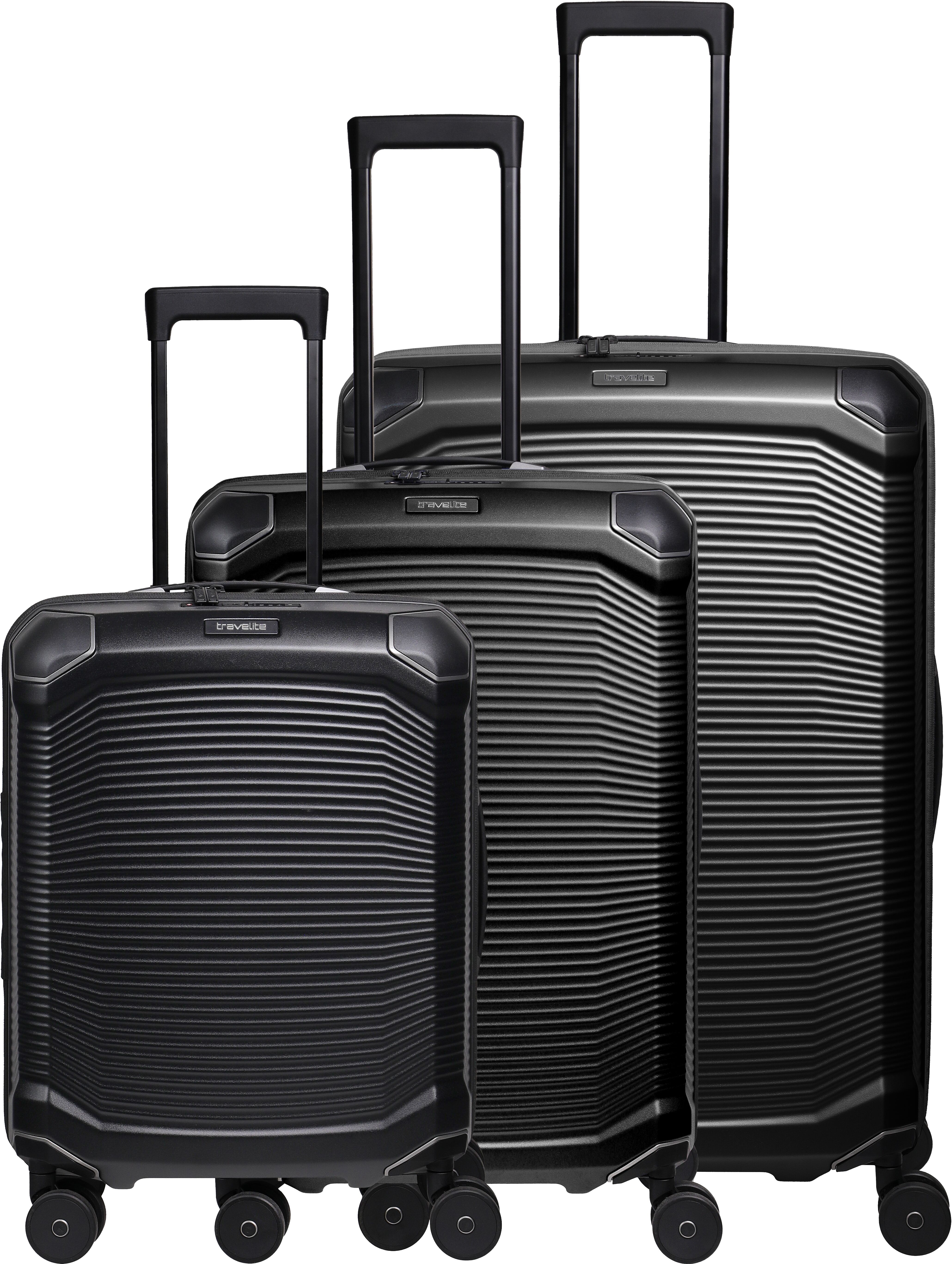 Trolleyset TRAVELITE "MILLENNIUM 3-teilig Reisekoffer Hartschale", schwarz, Polycarbonat, Koffer-Sets Trolleyset, aus leichtem Polycarbonat mit stabiler Bauweise und Innenaufteilung