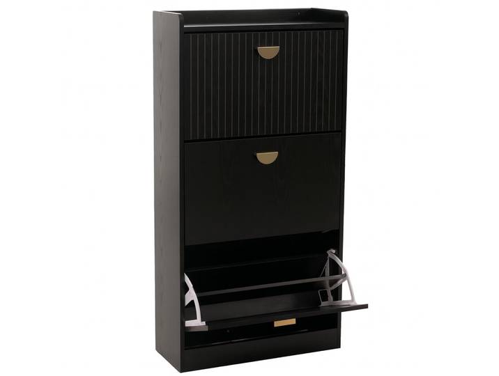 SCHUHSCHRANK 3 KLAPPEN Schwarz