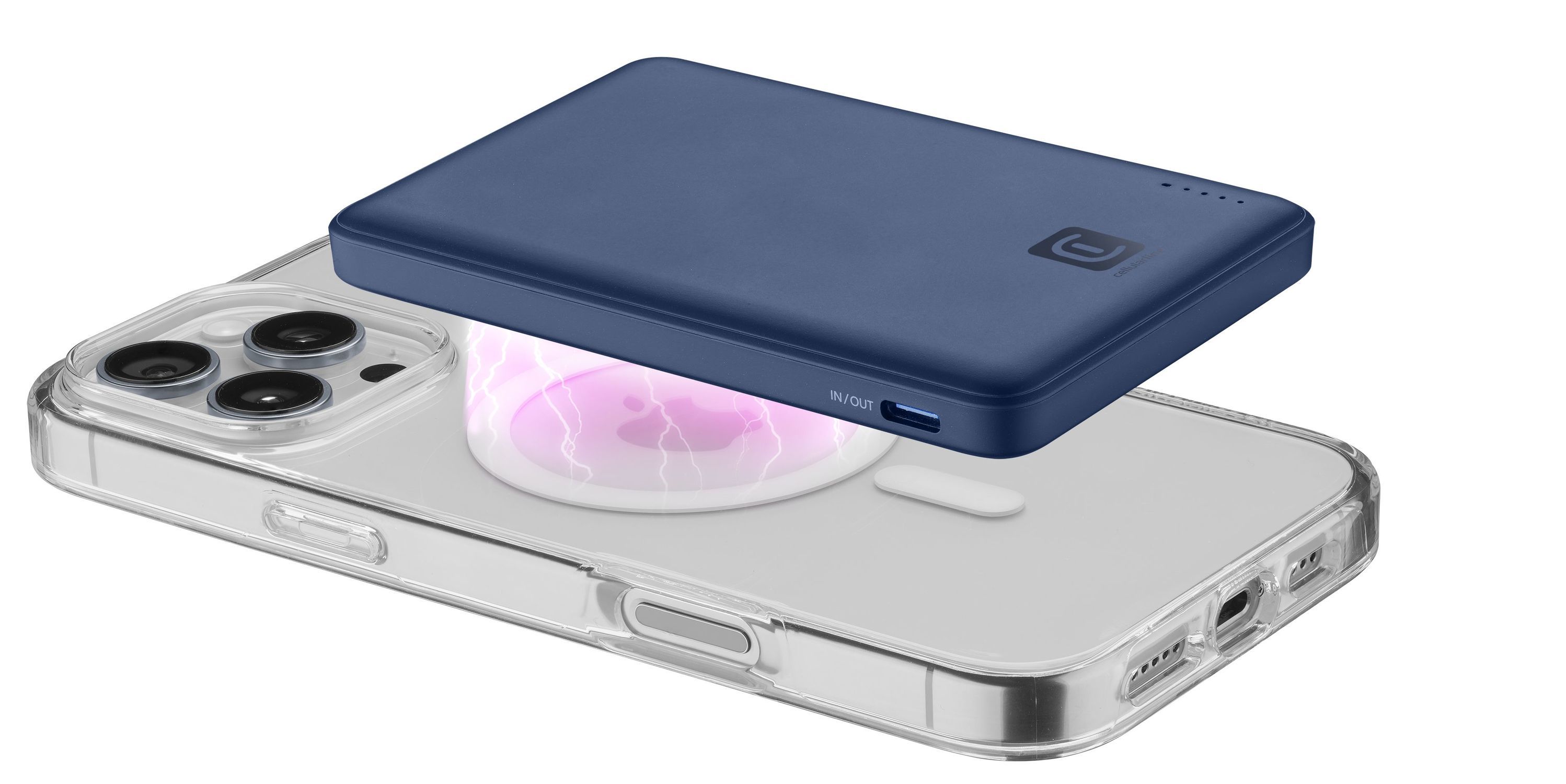 Cellular Line Magsafe 5000 mAh Powerbank USB Typ-C Kabelloses Laden (Blau) PBNEWMAG5000B