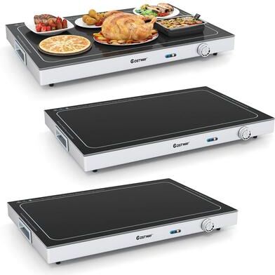 1/2/3/4 PCS Electric Warming Tray w/Tempered Glass Top for Buffets