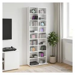vidaXL Indoor CD Schrank (CDs), CD- & Schallplatten Aufbewahrung, Weiss