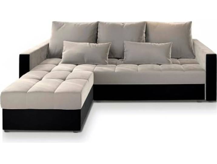 Masseno Ecksofa KOS PIK mit Schlaffunktion L-Form, Sofa mit Bettkasten, Wohnzimmersofa, Couch, Soffa, Bettsofa, Couchgarnitur- Beige, Paros 02 + Kronos 07