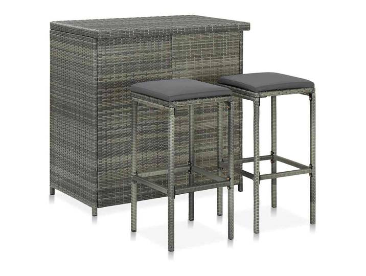 vidaXL 3-tlg. Bar Set Poly Rattan Grau