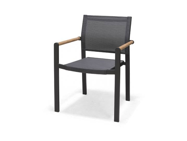2er Set ScanCom Amber stacking Stuhl aus Aluminium mit Armlehne aus Teak