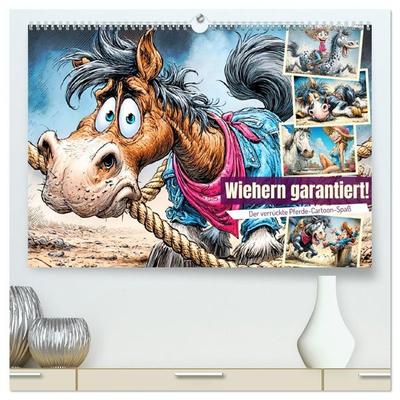 Wiehern garantiert. Der verrückte Pferde-Cartoon-Spaß (hochwertiger Premium Wandkalender 2027 DIN A2 quer), Kunstdruck in Hochglanz