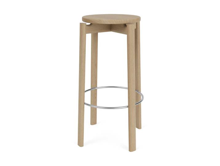 Audo Copenhagen Passage Barhocker Eiche-Edelstahl, 75 cm