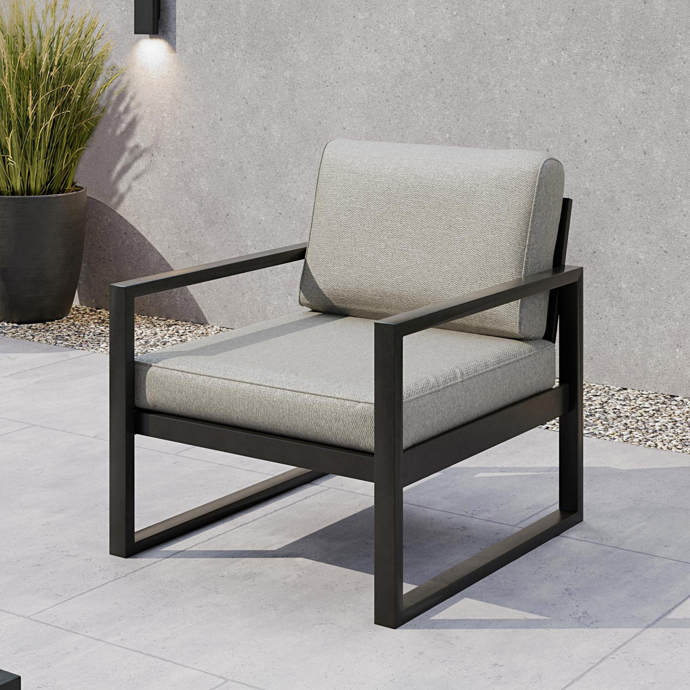 BEAUTYSOFA Gartensessel STELLA - Loungesessel für Balkon, Terrasse & Garten, Wasserabweisender Stoff, Moderne Gartenmöbel Beige Patio Base 8