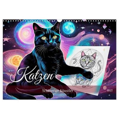 Katzen Schnurrige Künstler (Wandkalender 2027 DIN A3 quer), CALVENDO Monatskalender