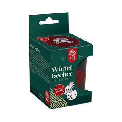 Premium Würfelbecher + 6 Würfel, Aufh.-FS, VE 6