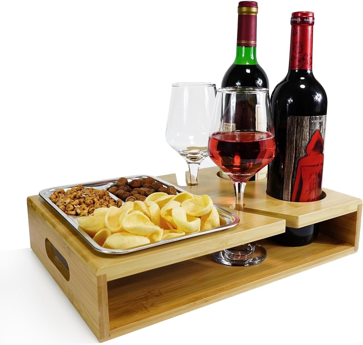 Snackbox en wijnhouder voor de bank