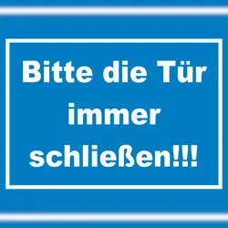 HB-Druck Schild Bitte die Tür immer schließen weiss-blau A4 (210x297mm)