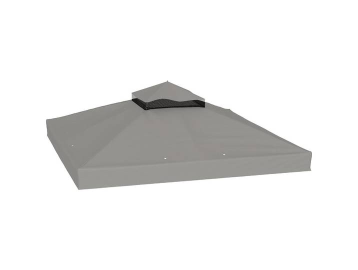 ComfortXL Ersatzdach De-12737 300/300 cm 2-stöckig 600D Upf30+ mit Drainage Grau, 300x1x300 cm, Sonnenschutz, Pavillons