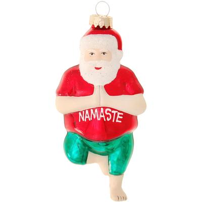 Christbaumschmuck KREBS GLAS LAUSCHA "Yoga-Santa", rot, B:6cm H:12cm T:4cm Ø:12cm, Glas, Weihnachtsbaumschmuck, Glas, 1 Stück