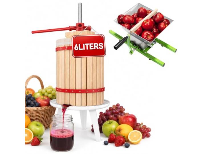 TATIVALO Obstpresse Manuell Saftpresse Manuell 6L + 7L Edelstahl Obstmühle Manuelle Fruchtpresse mit Presstuch, Saftpresse & Maischepresse, Traubenmühle, Obstzerkleinerer für Äpfel, Trauben & Beeren