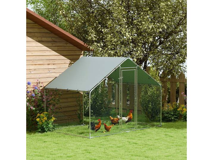 PawHut Poulailler Métal 3x1,7x1,9m Couverture Imperméable UV