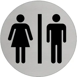 CombiCraft Toilettenschild "Herren & Damen" für Gemeinschaftstoiletten Ø75 mm und doppelseitigem Klebeband auf der Rückseite