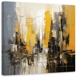 LEINWANDBILD Stadt Abstraktion Gelb 30x30cm