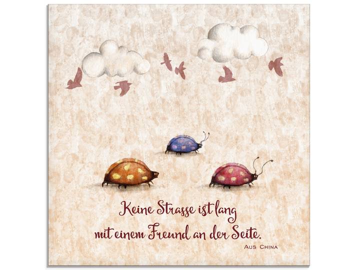 Glasbild ARTLAND Lebensweisheit Freunde , beige (farbe bild(er): naturfarben), B:20cm H:20cm, Bilder, Glasbild, in verschiedenen Grössen