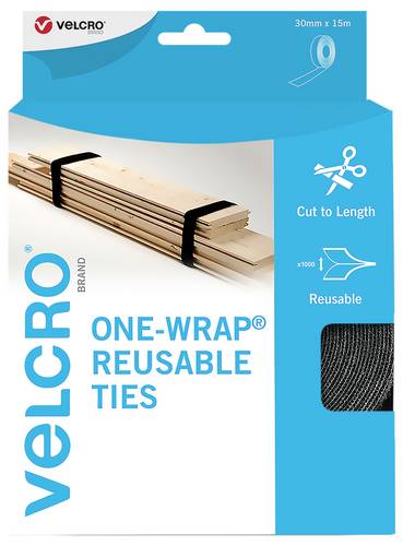 VELCRO Universal Klettband zum Bündeln Haft- und Flauschteil (L x B) 15m x 3cm Schwarz 15m