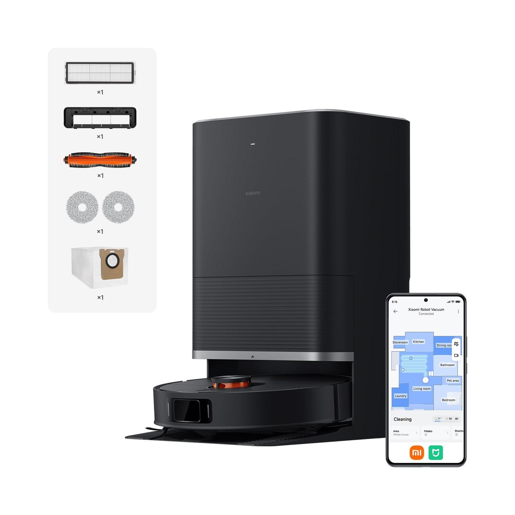 Xiaomi Robot Vacuum X20 Max Saugroboter mit Wischfunktion (Auto Staubentleerung, Heißwasserreinigung, Heißlufttrocknung, 8000Pa Saugkraft, Teppicherkennung, App-Steuerung, 4 Reinigungsmodi, LDS Laser)