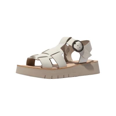 Plateausandaletten FLY LONDON "Fly London Sandalen Leder", Damen, Gr. 39, weiß (natural), Leder, Schuhe