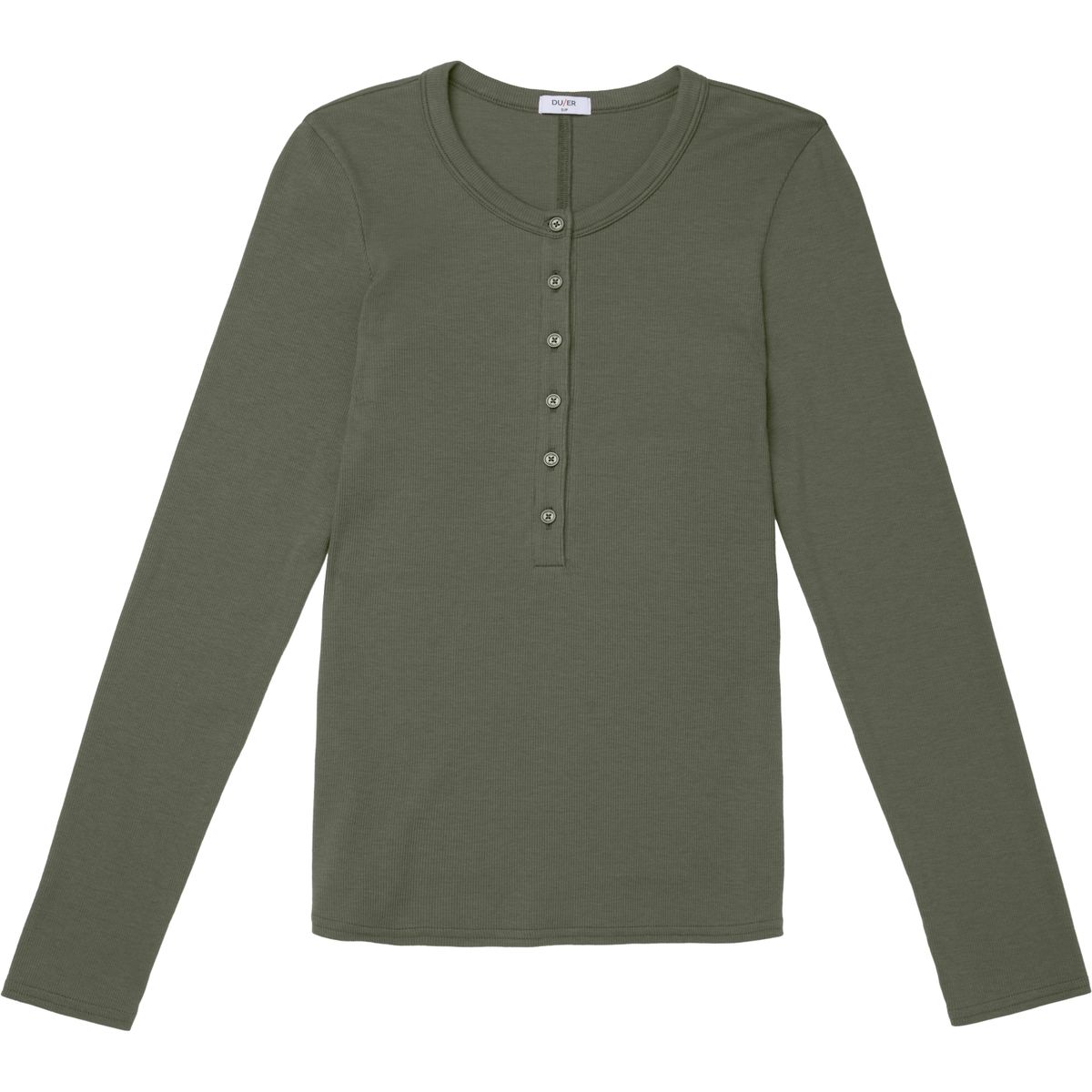 DU/ER Ribbed Pima Long Sleeve Henley kelp (G02) XS WTP10005-G02-XS