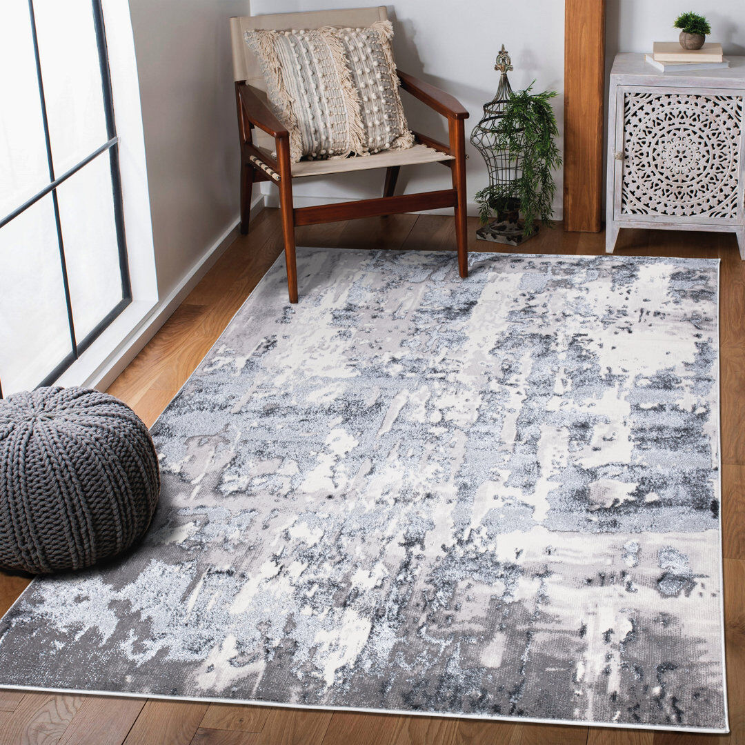 Borough Wharf Giuliano Abstract Kilim Area Rug Grey Rectangle 160 x 220cm