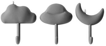 Snug & Styled Cloud Shape Adhesive Wall Hooks, Punch Free Non Marking No Drill Hooks Set Of 3 gray