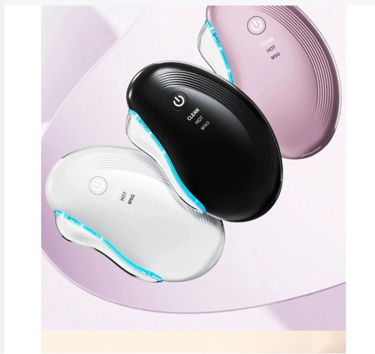 INF Elektrisches Gua Sha Gerät – Multifunktionales, wiederaufladbares Gesichts- und Nackenmassagegerät mit Modusspeicher Weiß