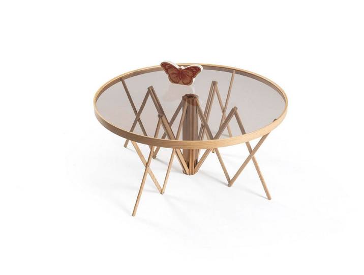 JVmoebel Couchtisch JVMoebel Couchtisch aus Holz mit eleganter Rauchglasplatte (Packung)