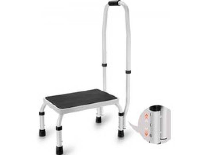 VEVOR Marchepied 1 Marche Capacité 150 kg Marche Pied en Acier 3 Hauteurs Réglables avec Poignée Tabouret Antidérapant Portable pour Tout-petits, Adultes, Bureau, Camping-cars, Salles de Bains, Maison