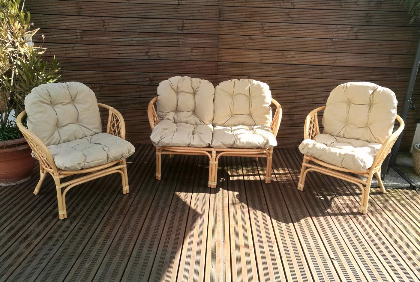 Mayaadi-Home Gartenbankauflage als 4-teiliges Set, Bankkissen und Sitzpolster in Beige