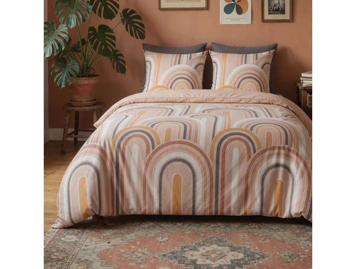 Parure housse de couette coton rose 240x220 cm