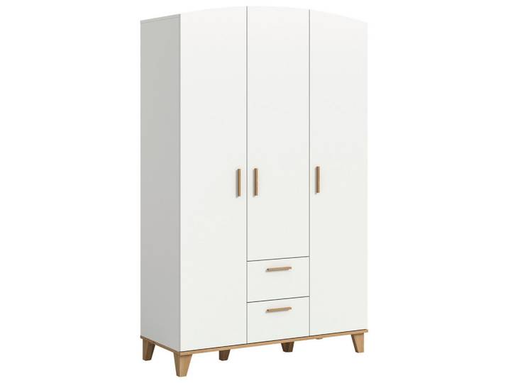 Livetastic Drehtürenschrank, Weiß, Eiche Artisan, 4 Fächer, 2 Schublade(n) Schubladen, 122x198x51 cm, Schlafzimmer, Kleiderschränke, Drehtürenschränke
