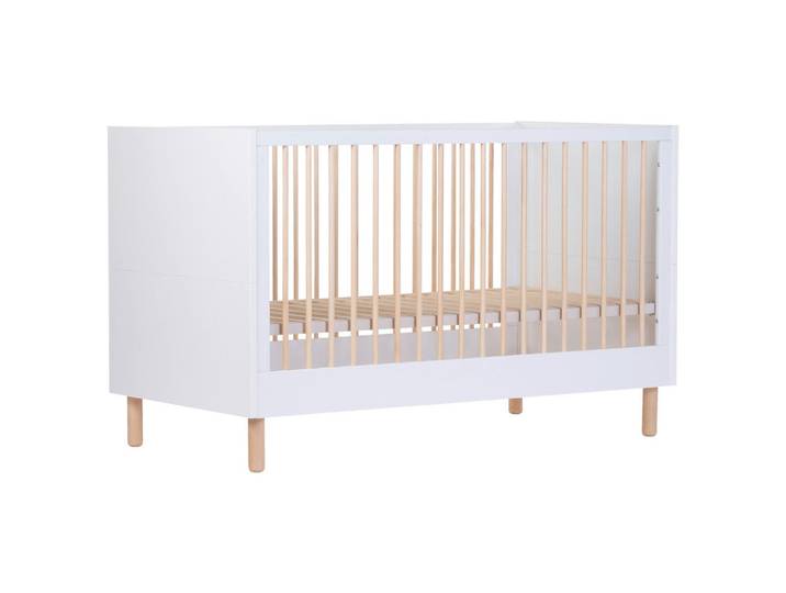 Childhome Gitterbett Wonder White 2in1, Natur, Weiß, Kunststoff, 90x75x145 cm, zum Juniorbett umbaubar, höhenverstellbar, Warnhinweise am Produkt, Aufbauanleitung im Karton, Babymöbel, Babybetten, Gitterbett