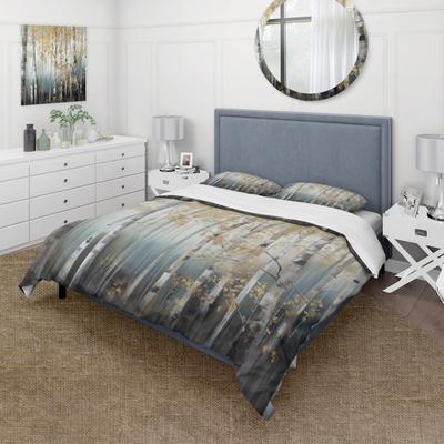 DESIGN ART "Designart ""Birch Tree Dense Forest V"" Grey Country - Bedding Cover Set With Shams"