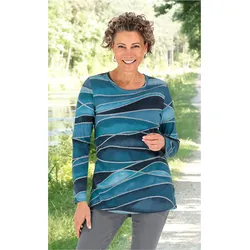 Baumwoll-Shirt in Druck türkis in Größe 44/46 von DW-Shop, Türkis, 44/46