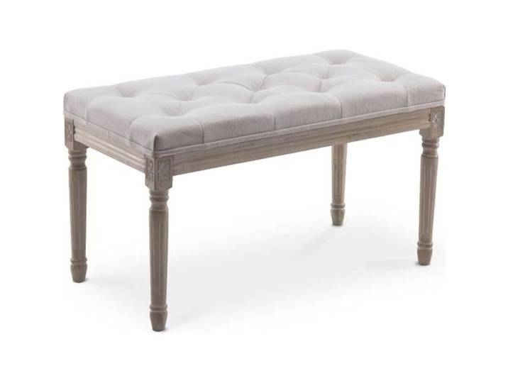 Banc capitonné Romane style Louis XVI tissu Beige