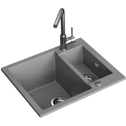 Bergström, Spülbecken, Prag mit 2 Spülen (Einbauspüle, 50 cm, 58 cm)