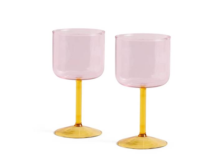 HAY - Tint Weinglas, pink / gelb (2er-Set)