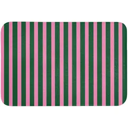 BADEMATTE Vertikale Streifen - Grün - Rosa Badvorleger 90x60 cm