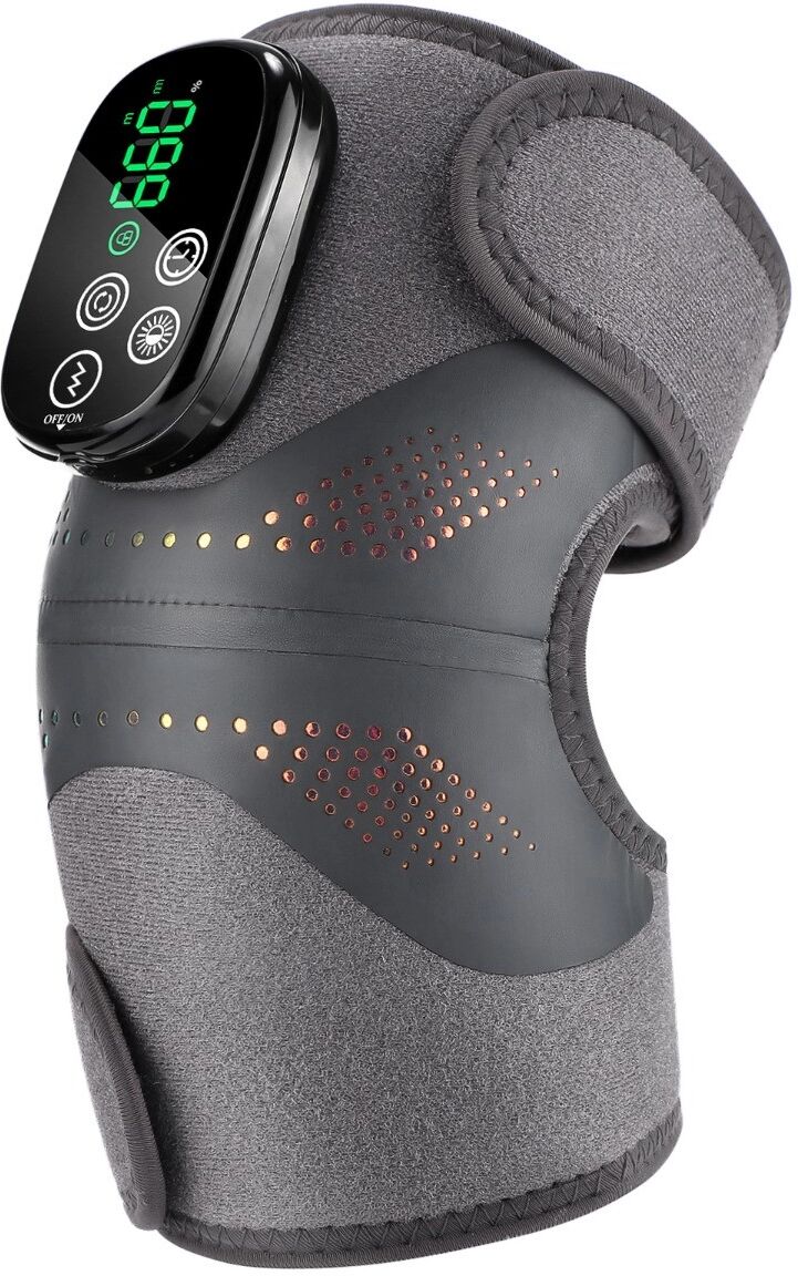 INF Vibrationsmassage Rotlicht-Knie-Massagegerät mit 42 Dual-Core-LEDs, 5000mAh Akku, verstellbarer Vibration & Digitalanzeige Grau
