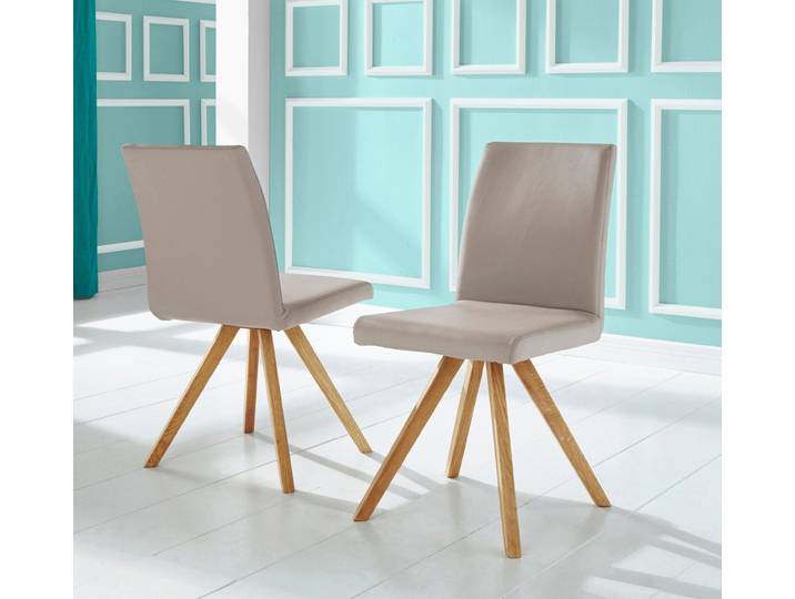 Schalenstuhl HOME AFFAIRE Rio , grau (taupe, eiche natur geölt), B:46cm H:91cm T:63cm, Stühle, Schalenstuhl, Bezug in Kunstleder oder Strukturstoff und das Gestell ist Eiche geölt