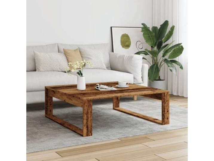 KTHLBRH Couchtisch aus antikem Holz, 100 x 100 x 35 cm, Spanplatte Glatte Oberfläche, resistent gegen Feuchtigkeit und Verformung, leicht zu reinigen mit feuchtem Tuch, Montage erforderlich