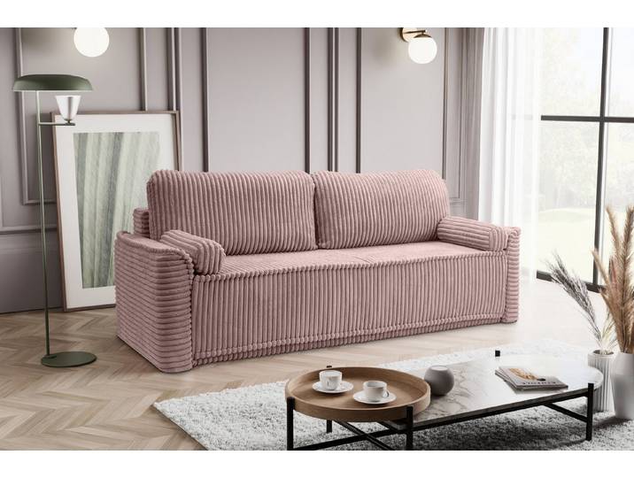 freiraum Schlafsofa Schlafsofa >Grubs< in verschiedenen Farben, Cord - 225x96x93cm (BxHxT), in rosa, Cord - 225x96x93cm (BxHxT)