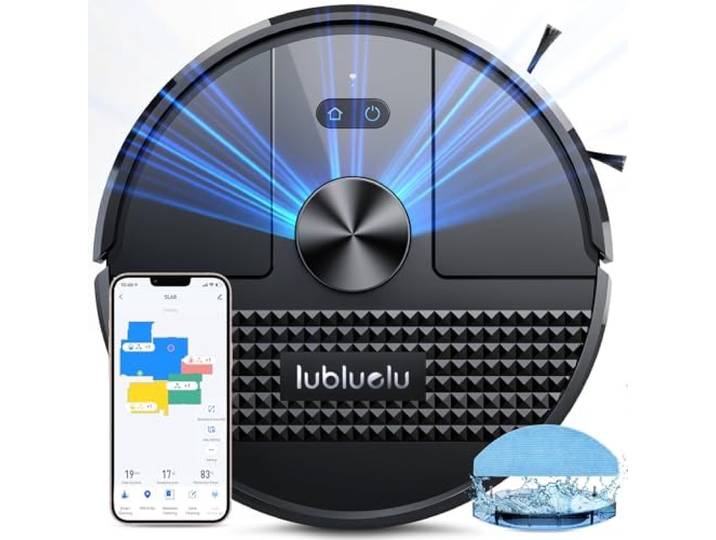 Lubluelu Saugroboter mit Wischfunktion 3-1, 5000Pa Staubsauger Roboter mit Lasernavigation, 54 dB Roboterstaubsauger mit Anti-Siphon-Technologie, 150 Min Laufzeit, APP Steuerung, 24 No-Go Zonen (SL68)