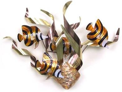 T.i./New Metal Design Banded Angelfish Wall Art Multi Metallic , Multi Metallic